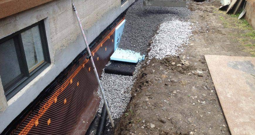 Exterior French drain installation in Montreal